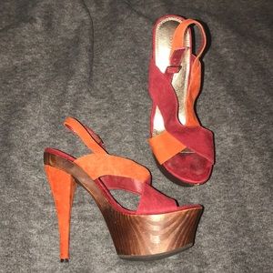 Burn Orange and Burgundy Platform Sandal